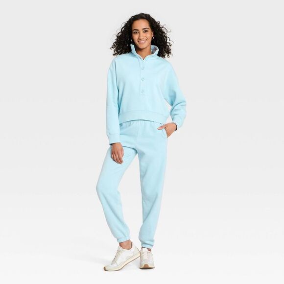 Universal Thread - Women's Button-Front  Sweatshirt - Universal Threa Blue - Picture 3 of 3